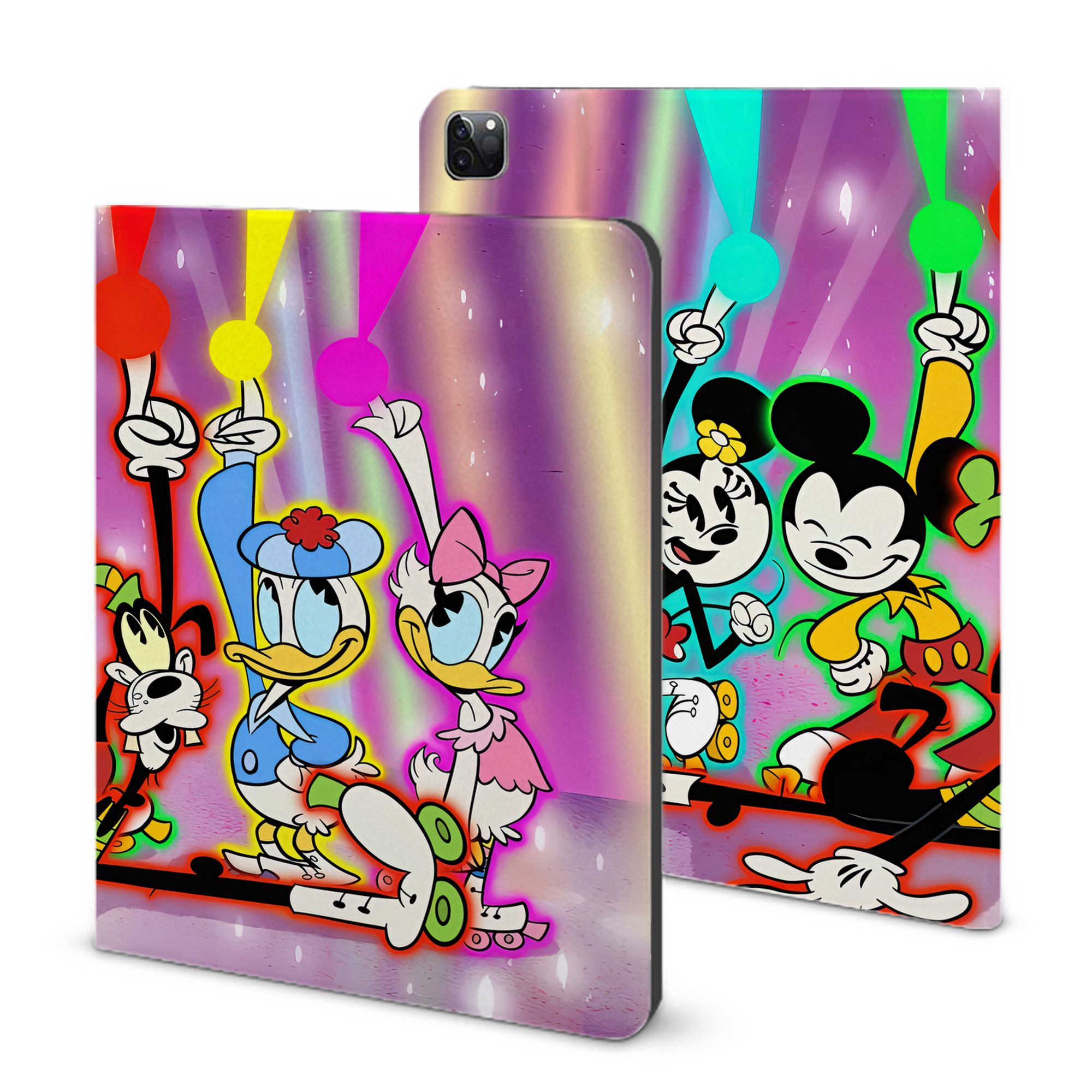 （画像用） ミッキーマウス Mickey Mouse IPad ケース ブック型 PUレザー TPU 耐衝撃 軽量 薄型 ペン収納なし 全面保護 IPad 各モデル対応